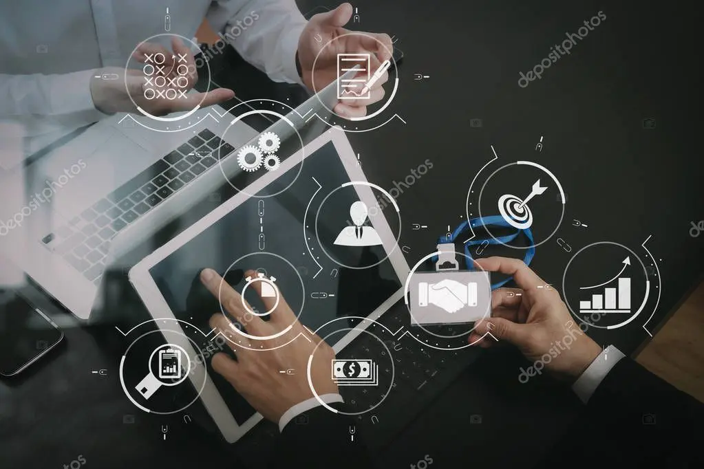Workflow automation diagram on screen
